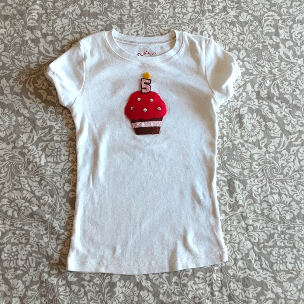 Old Navy Bejeweled Birthday Pink Cupcake T-shirt